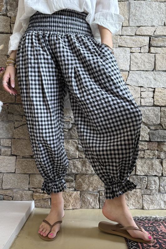 Nonni Gingham Bloomer Pant Black